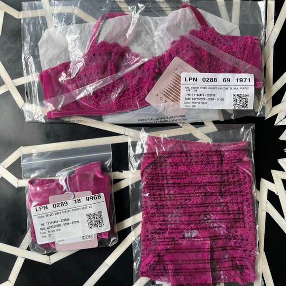 Savage X Fenty Purple Heat Velvet Vixen Unlined Balconette Bra & Cheeky Panty - Picture 16 of 17